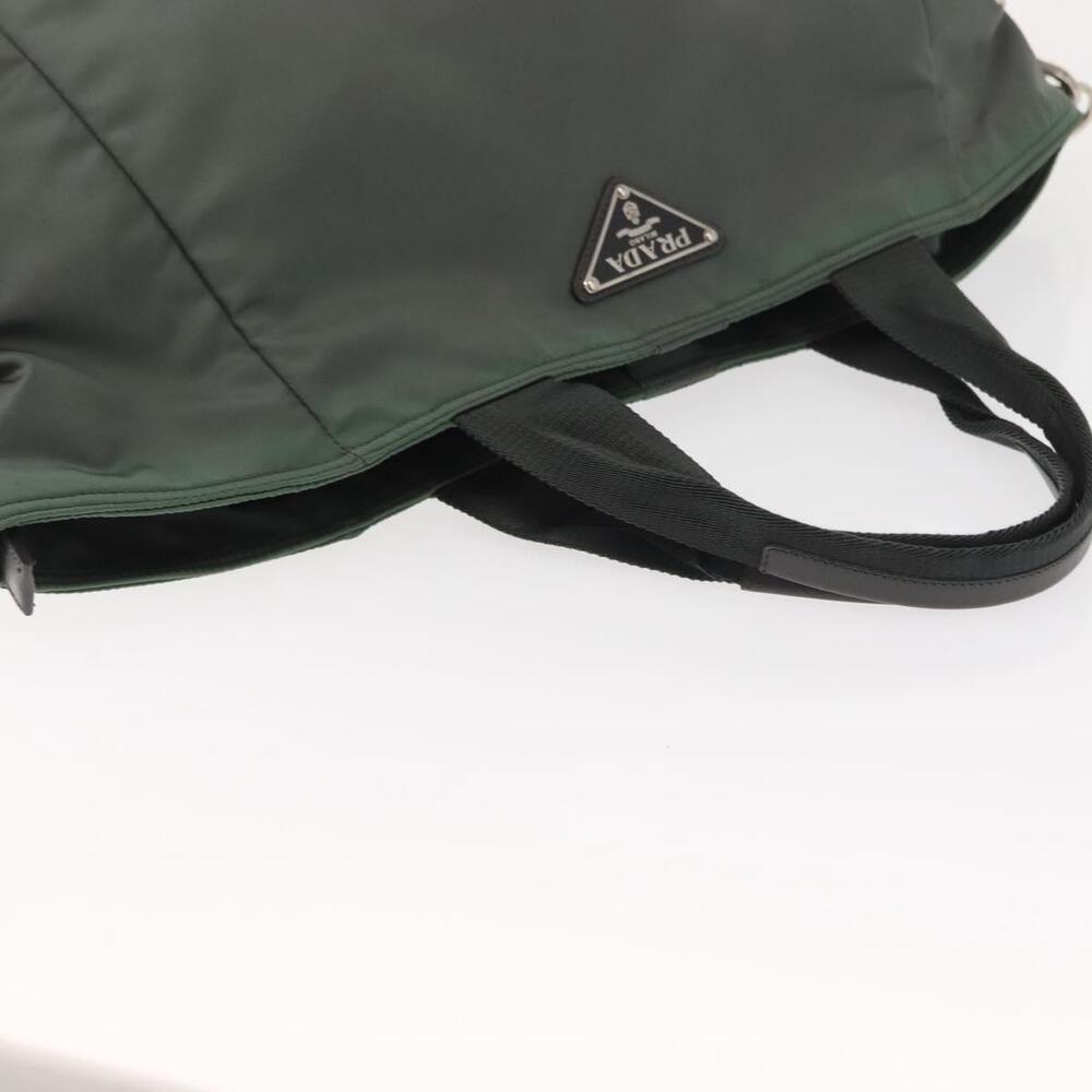 PRADA Tote Bag Nylon 2way Khaki Silver Auth 146790 - Picture 6 of 16
